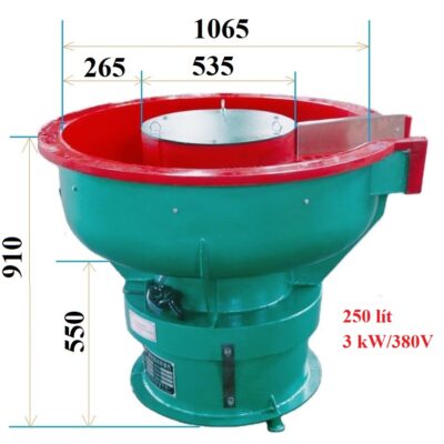 máy rung đánh bóng 250 lít, có sàng tách sản phẩm