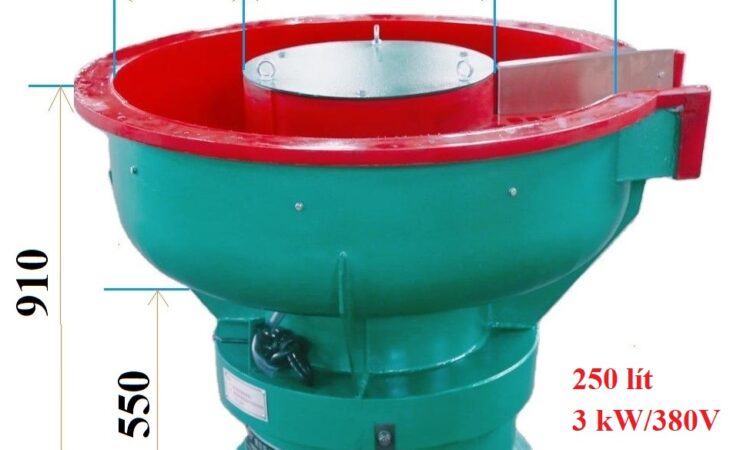 máy rung đánh bóng 250 lít, có sàng tách sản phẩm