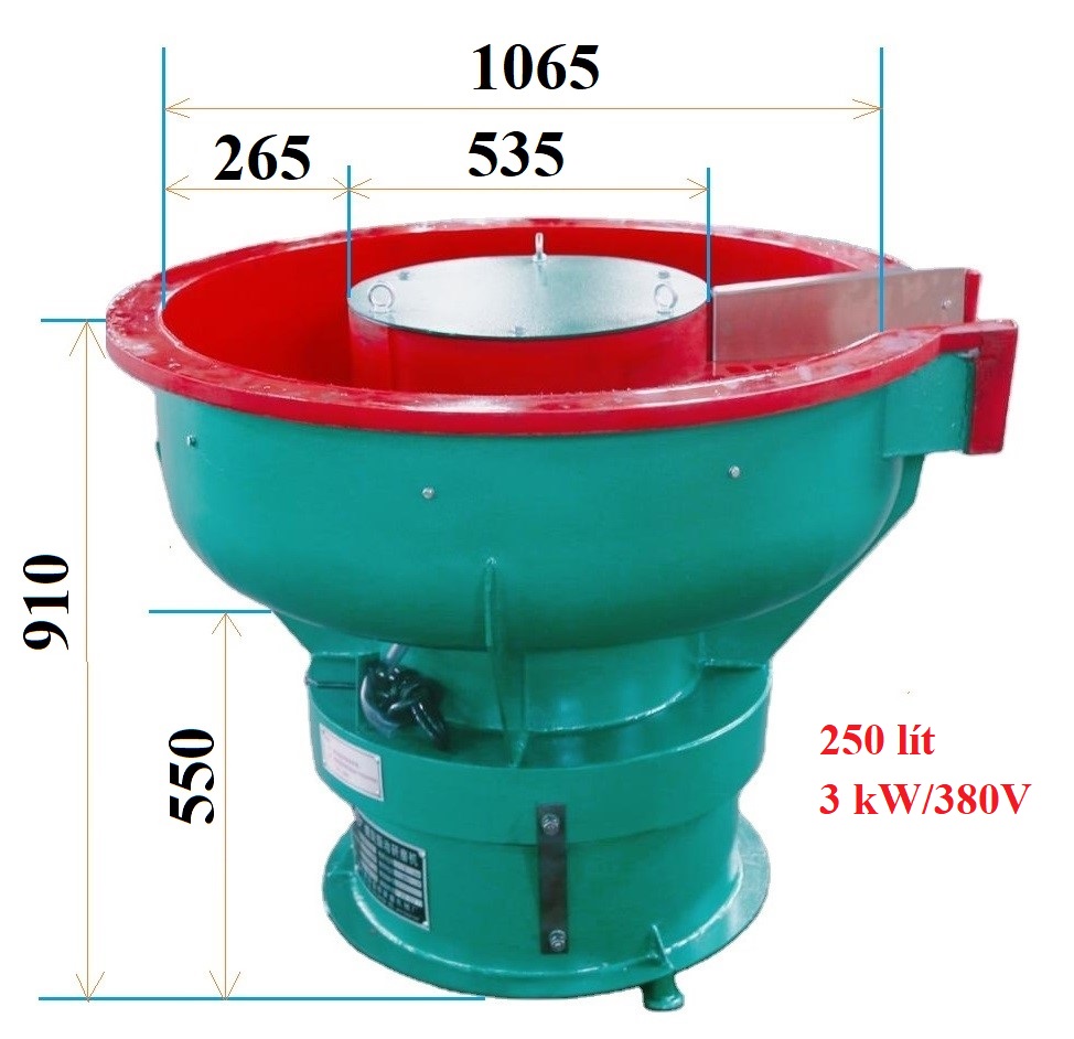 máy rung đánh bóng 250 lít, có sàng tách sản phẩm