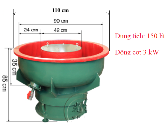 Máy đánh bóng rung ba chiều, dung tích 150 lít, không tách sản phẩm, mài trung, mài tinh kim loại