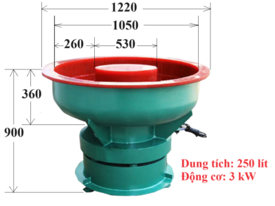 Máy rung xóc 250 lít, không sàng tách